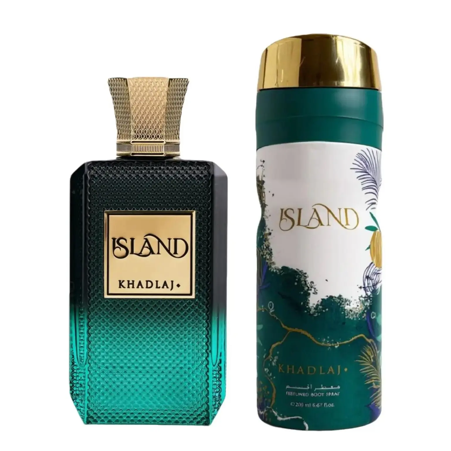 Khadlaj Island 2 Piece Gift Set set for Unisex (3.4 Ounce, Extrait de Parfum Spray + 6.8 Ounce, Body Spray)