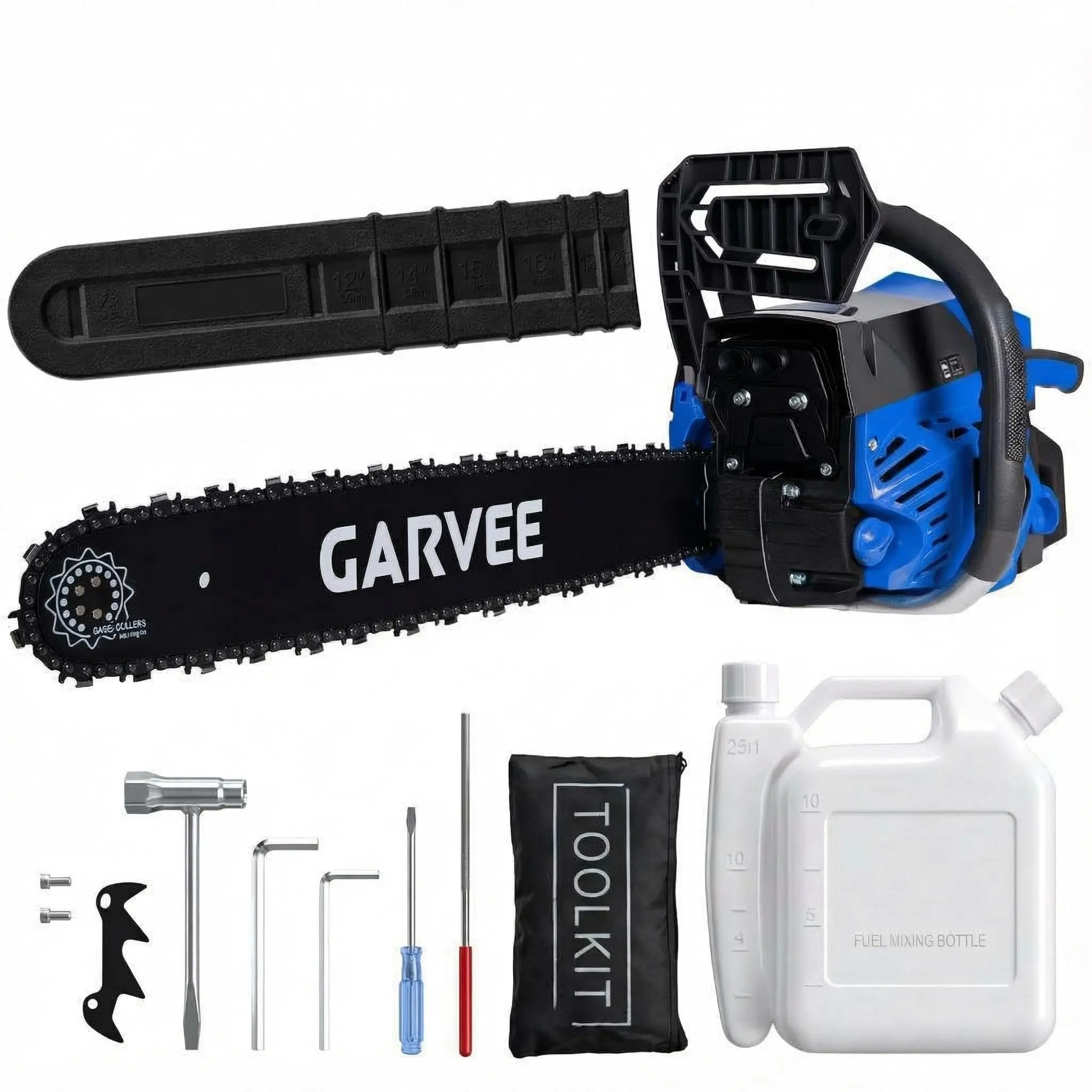 Garvee High Performance Gas Chainsaw – 5800 Model, Blue, Powerful Handheld Garden Tool Set for Lawn Care, Landscaping, Tree Cutting