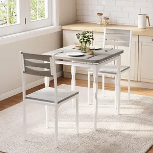 Dining Table Set for 2,Dining Table and Chairs Set of 2,3 Piece Dining Table Set with Spiral Table Legs for Small Spaces Kitchen Apartment, Wash Grey