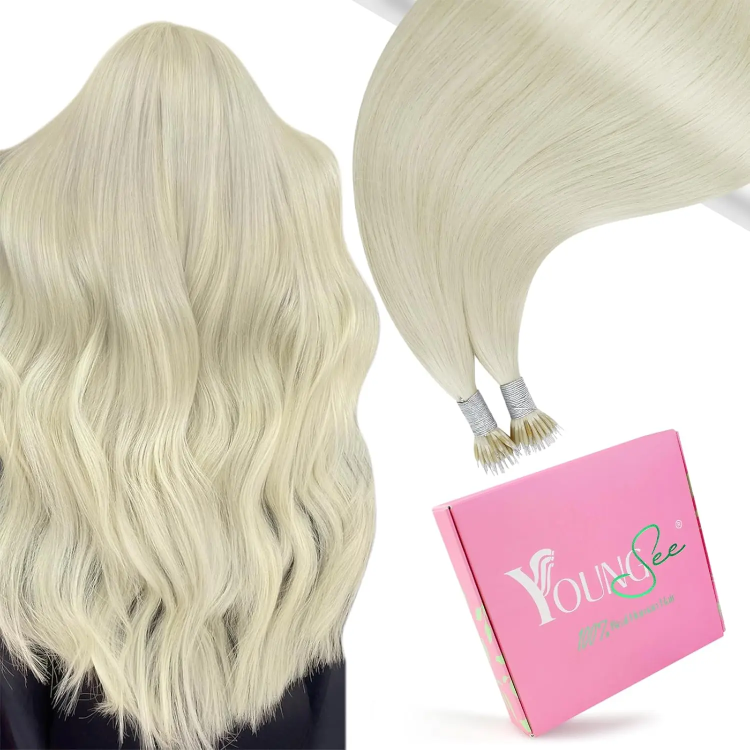 YoungSee Nano Beads Hair Extensions Human Hair Silky Hair Extensions for Women Nano Link to Change Your Look #Summerwins #Dealforyourdays #SummerVibes Natural Looking Hair Summer braids half wig summer hair style glueless wig