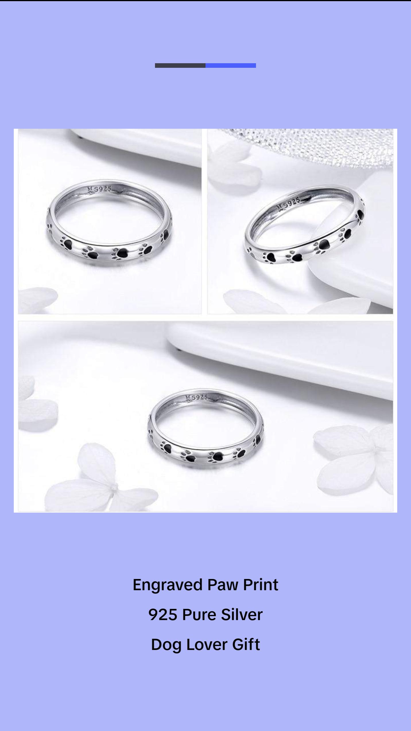 Sterling Silver Ring With Engraved Puppy Paw Prints                                                                                                                                  45