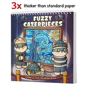 Fuzzy Caterpieces Cute and Cozy Coloring Book for Adults & Teens Featuring Comfy Cat Friends in Funny Moments Inspired by Famous Paintings 30 Unique Pages Bold Designs Single-Sided Printing 8.5 x 8.5 Inches