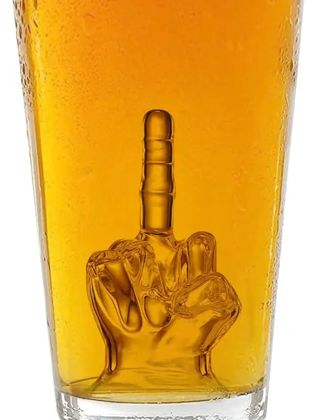 Pint Glasses – Middle Finger Beer Glasses – Tall Drinking Glasses for Beer, Cocktails, Water – Beer Lover Gifts for Men’s Birthday, Father’s Day – Thick Clear Glass Pint Glasses for Men