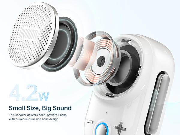 Divoom Itour-S Portable Mini Wearable Bluetooth Speaker with Big Audio Punchy Bass Clip-On Design IP67 Waterproof Dustproof 10 Hours Playtime for Home Travel Office and Outdoors