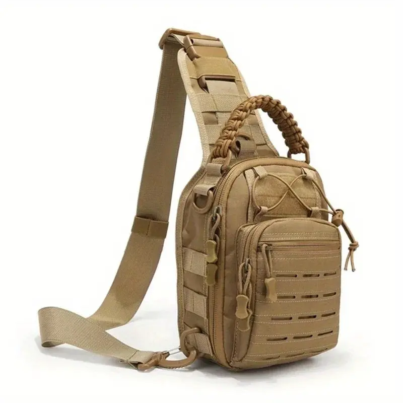 Tactical Shoulder Satchel for Adults, 900D Oxford Wear-Resistant Waterproof Molle System Bag with Adjustable Strap, Multi-Compartment Large Capacity, All Seasons Biking Casual Outdoor Chest Backpack - Camping Travel, Fishing, High-Capacity
