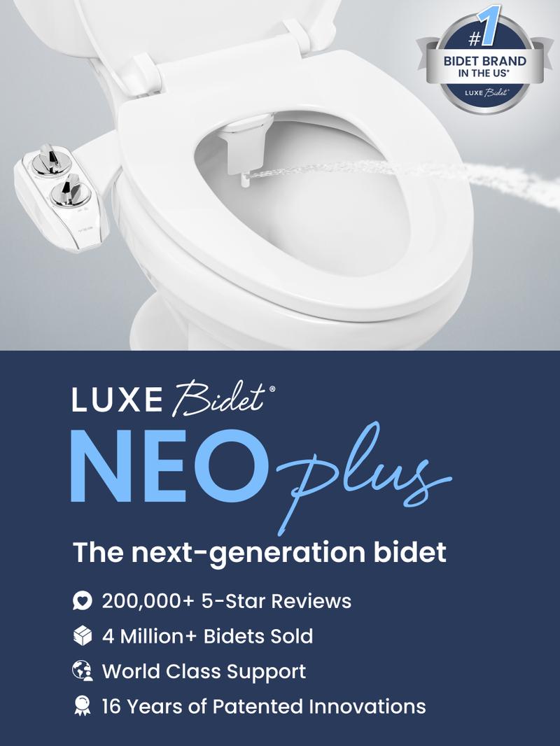 LUXE Bidet NEO 120 Plus - Rear Wash Only, Bidet Attachment for Toilet Seat, Easy Slide-in Install, Patented 360° Self-Clean, and Flip Feature