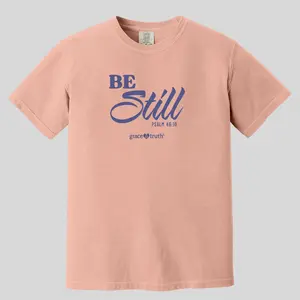 Grace & Truth Women's T-Shirt Be Still Psalm 46:10 Peachy Comfort Colors Christian T-shirt