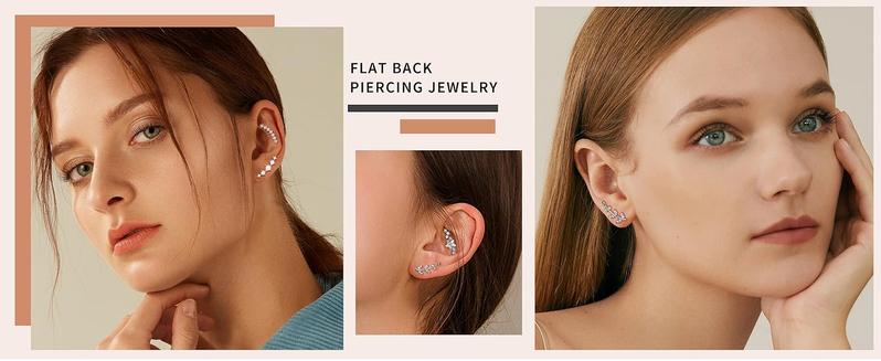 MILACOLATO 3PCS 16G 925 Sterling Silver Post Cartilage Earrings for Women 18K White Gold Hypoallergenic Flat Back Earrings Opal CZ Stud Earrings Cartilage Conch Helix Piercing Jewelry MILACOLATO 3PCS 16G 925 Sterling Silver Post Cartilage Earrings for Women 18K White Gold Hypoallergenic Flat Back Earrings Opal CZ Stud Earrings Cartilage Conch Helix Piercing Jewelry