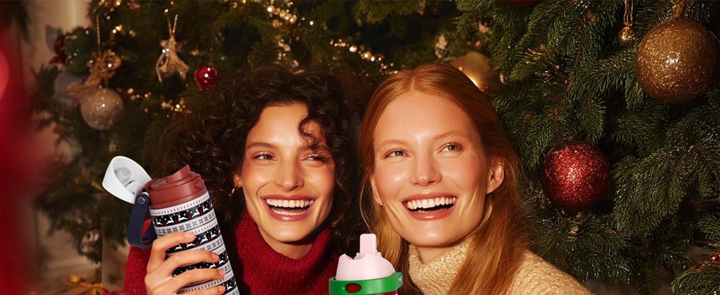 【Christmas Deals】Meoky-Dual Spout-24oz Water Bottle with Straw & 2-in-1 Lid ， Stainless Steel thermos cup，Leak Proof, Keeps Cold 24H, BPA-Free, Protective Silicone Base for Sports, Gym, Travel & School