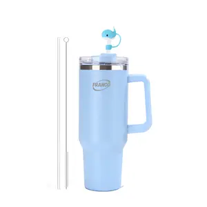 Franco 40oz Stainless Steel Tumbler with Handle, Straw Cleaner & Surprised Straw Cover