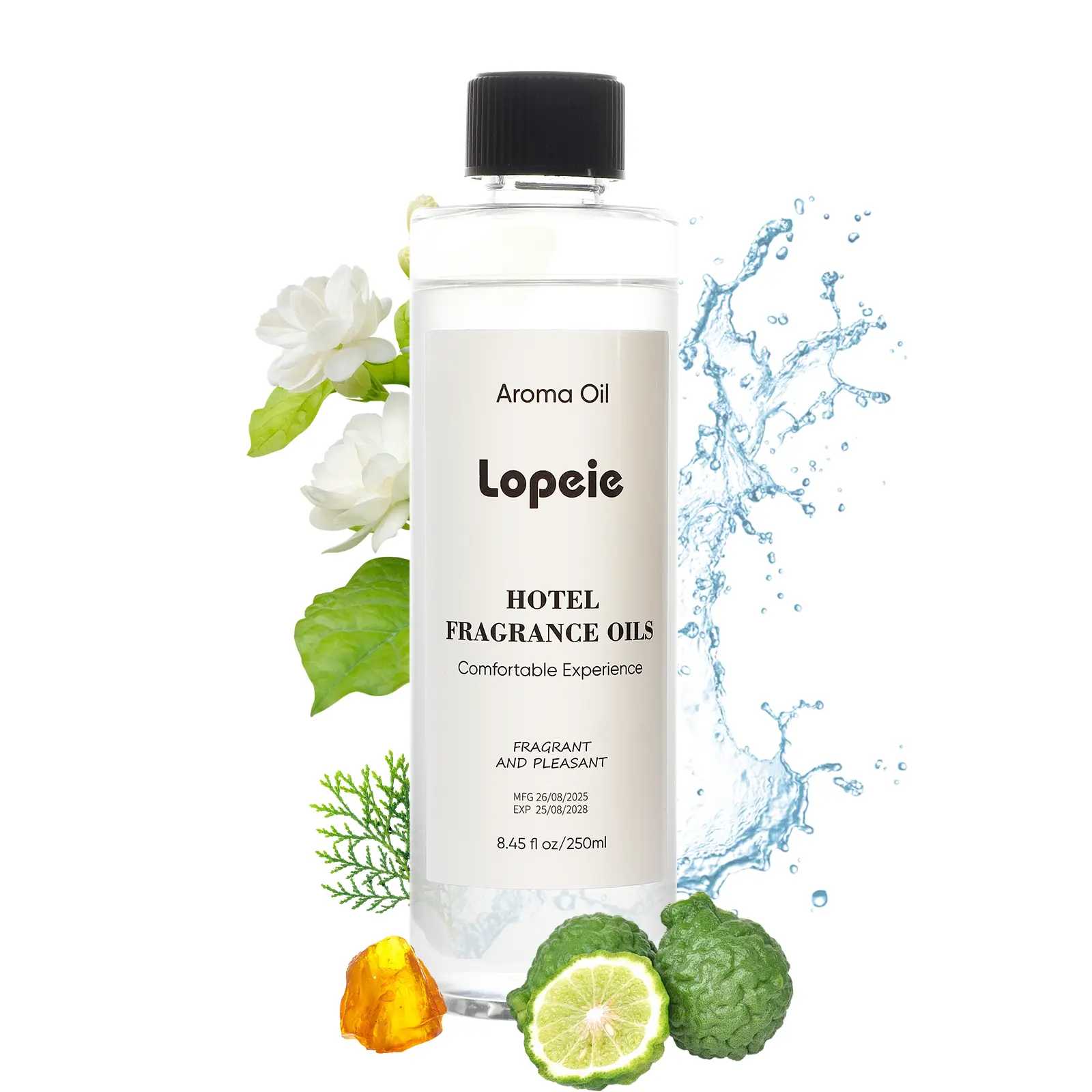Lopeie Aroma Scent Diffuser Oil Refill - 250ml Citron, Cedarwood & Ambergris Antistress Scented Oils for Home, Ultrasonic & Waterless Diffusers, Selfcare Home Fragrance Supply