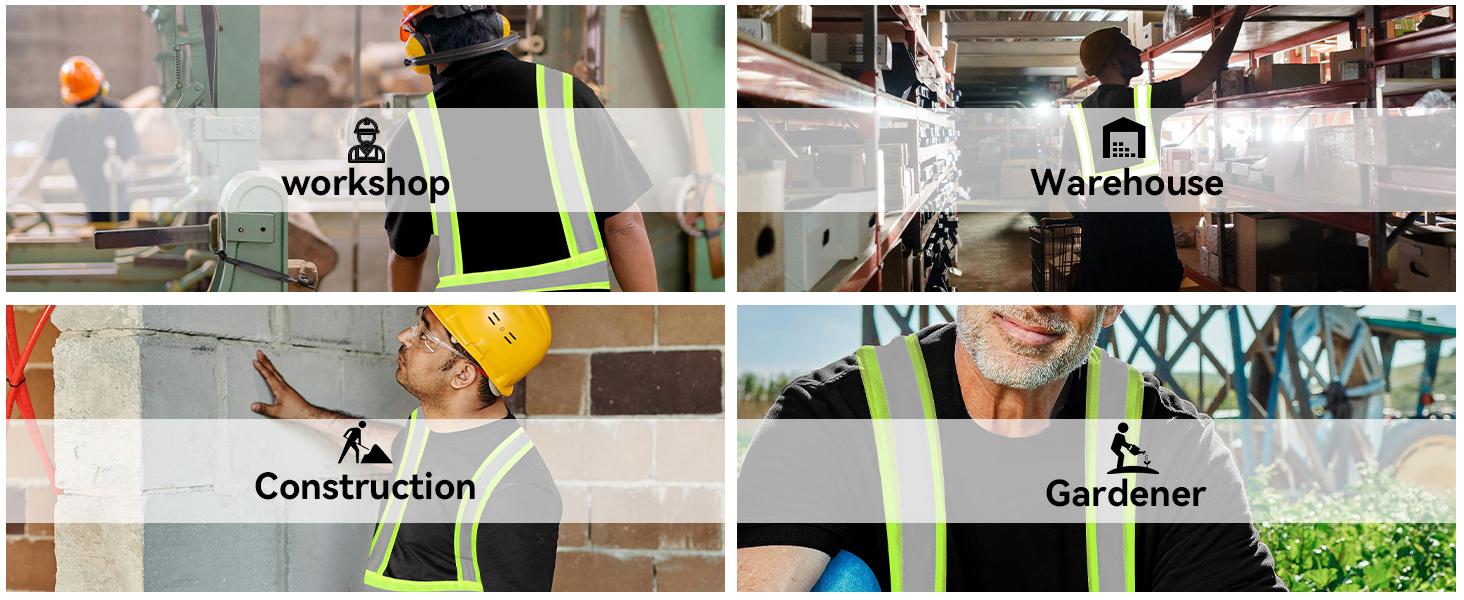 ProtectX Hi Vis Shirt Short Sleeve Reflective Safety Shirt, Men's Heavy Duty Breathable Hi Vis Shirt Multi pocket reflective safety Construction Workwear