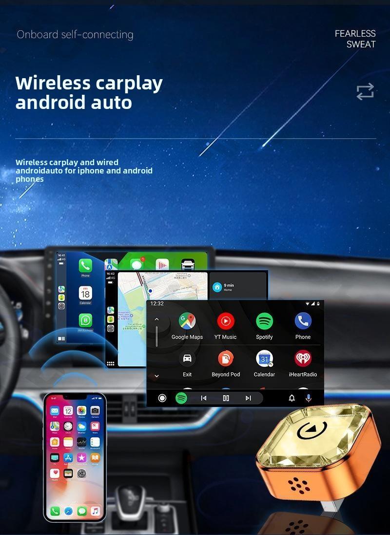 2026 New Smart two-in-one in-car connectivity box Wireless CarPlay Adapter - iPhone & Android Compatible with Fast No-Delay Link, Hands-Free Calling holiday gifts decor cool cover Car Gadgets car stuff car  Decoration Automotive Interior accessories car