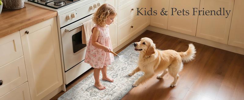 GENIMO Kitchen Mats for Floor 2PCs, Washable Anti-Fatigue Mat for Cushioned, Waterproof Kitchen Runner, Pet Friendly Rug Comfy Rug, Non Slip Ergonomic Comfort Standing Mat for Home, Runner, Office, Sink, Laundry