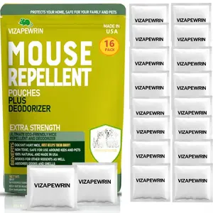 16pc-Mouse Rodent Repellent Pouches - Prevents rats from entering cars - Rodent repellent containing peppermint oil - Suitable for indoor and outdoor storage, kitchens, etc. - Made in the USA