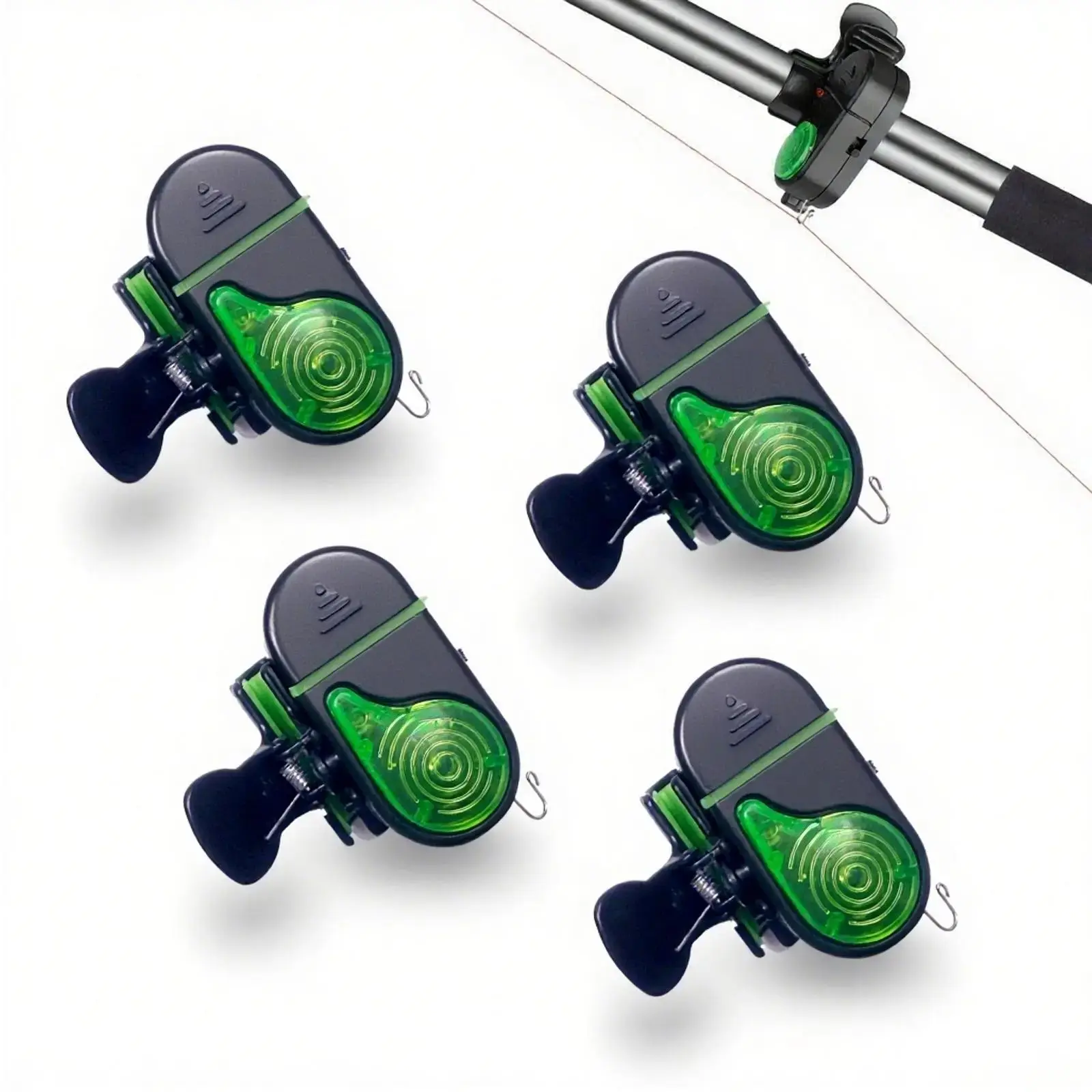 2PCS/4 PCS Fishing Bite Alarm with LED Light, 2026 New Sensitive Smart Electronic Fishing Bells for Rods, Fish Bite Alarm Sound Alert Bell, Clip-On Electronic Fishing Alarms Bite Alarms for Fishing
