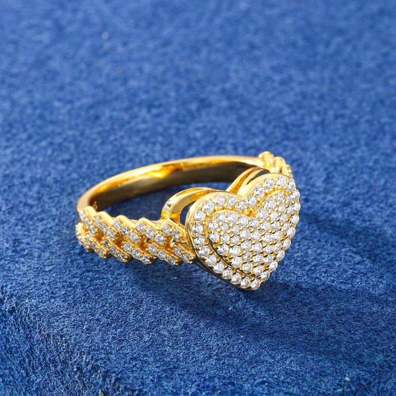 【#R444 】Heart-shaped ring UCCIYO S925 Sterling Silver Moissanite Ring for Women Men Hip Hop Jewelry Gift