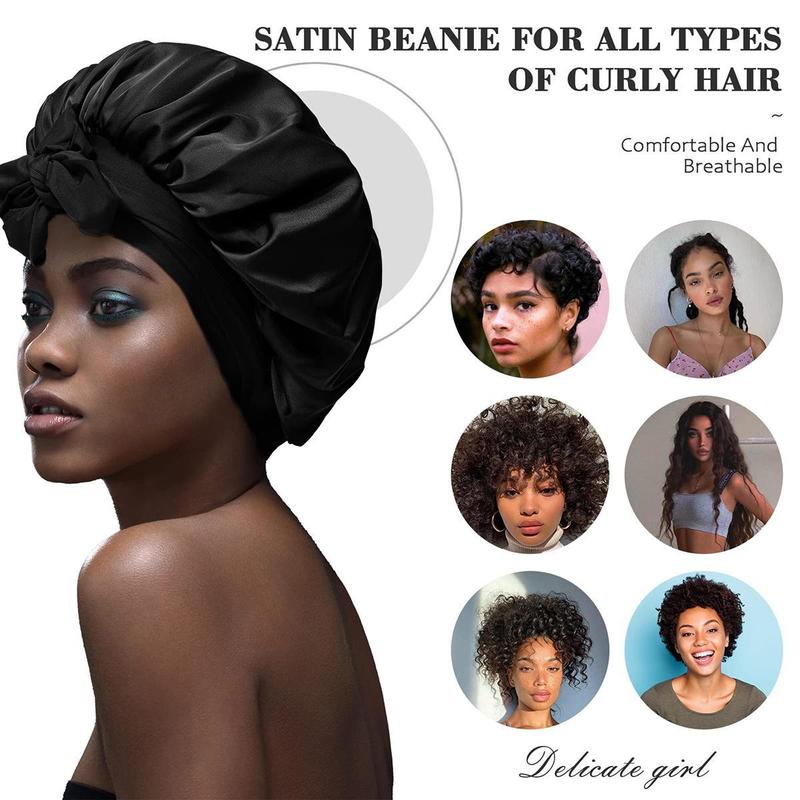 Single Layer Summer Cool Satin Bonnet Silk Like Texture for Women Curly Hair Hair Care Wrap Sleeping Cap Adjustable Bonnets Nightcap Gifts for Women