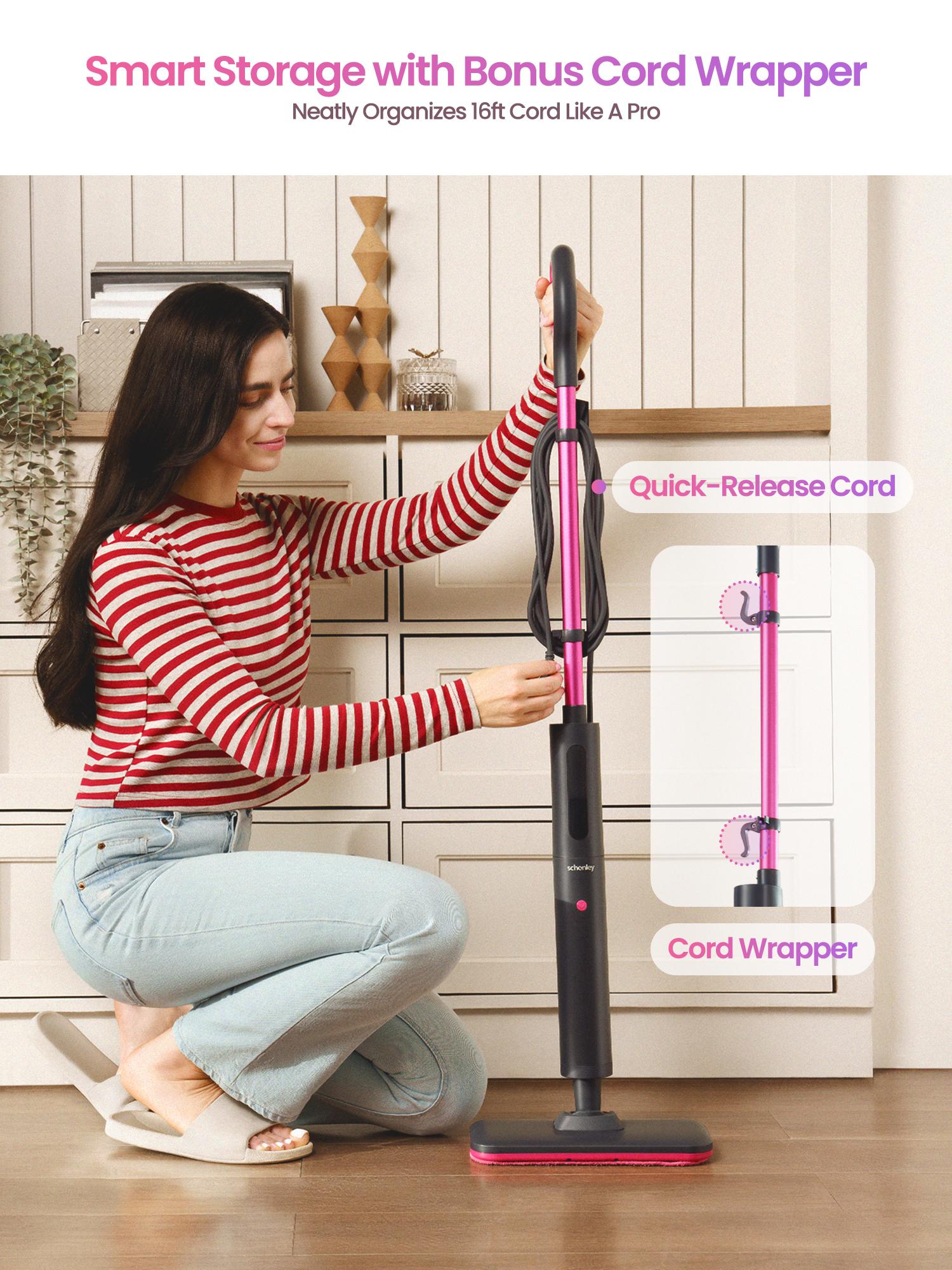 Schenley Pocket Steam Mop with Microfiber Pads & Carpet Glider for Easy Maintenance and Smooth Floor Surface Cleaning Tools Household Items