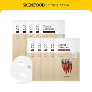 [SKINFOOD Official] Carrot Carotene Sheet Masks 10EA |  Waffle-Textured Sheet, Stretchable Fit, Essence-Rich Hydration