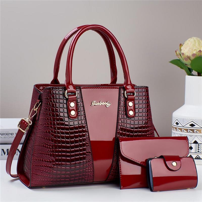 Crocodile Embossed Handbag & Wallet Set for Women Elegant Fashion Shoulder Bag Coin Purse Casual Trendy Versatile High-quality Daily Commuting Bag Set Crocodile Embossed Handbag & Wallet Set for Women Elegant Fashion Shoulder Bag Coin Purse Casual Trendy Versatile High-quality Daily Commuting Bag Set