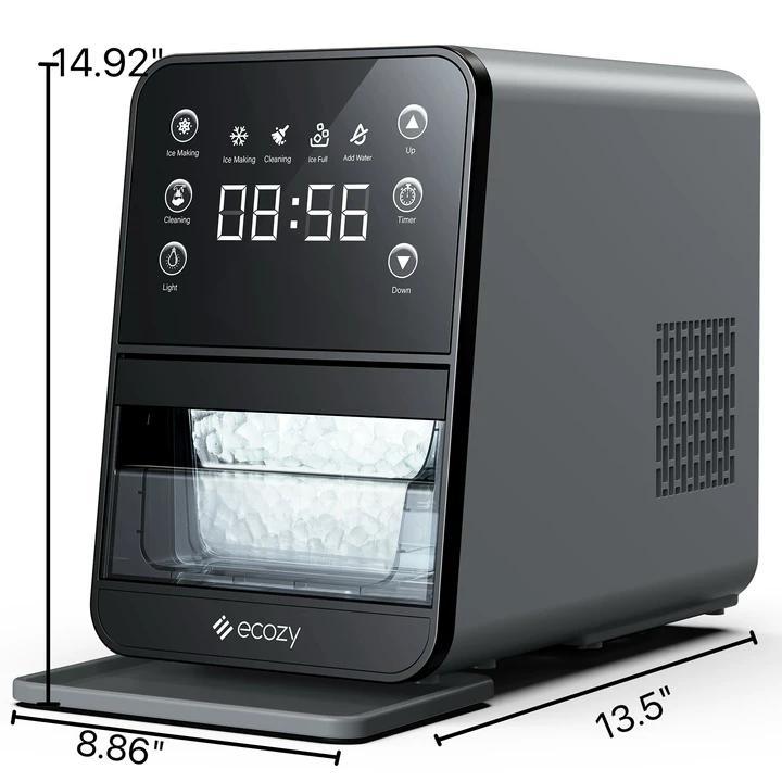 ecozy Nugget Ice Maker Dispenser, Real Sonic Ice, Smart 2-in-1 Pebble Ice Machine Countertop & Water Dispenser with App Control, Easy Self-Cleaning, Ultra-quiet, Auto Lighting, TDS Monitor, Measured Dispensing, 33Lbs/Day,  Christmas Gift, Holiday Gift