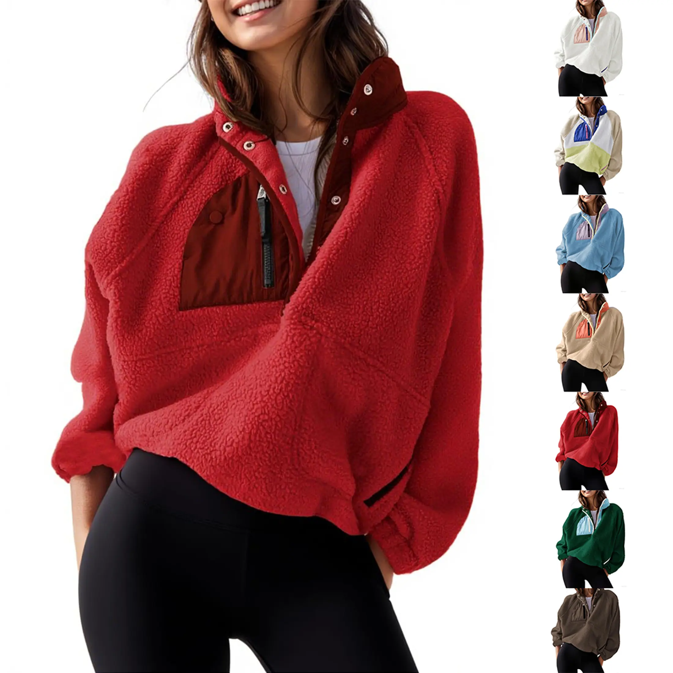 Wandal Women’s Half-Zip Fleece Hoodie - Soft Sherpa Oversized Casual Chic Long Sleeve Pullover, Multi-Use Cozy Fall Winter Outdoor Travel Top