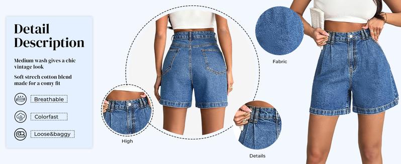 Emmiol Jean Shorts for Women High Waisted A Line Denim Shorts Stretchy 2026 Summer Casual Bottoms