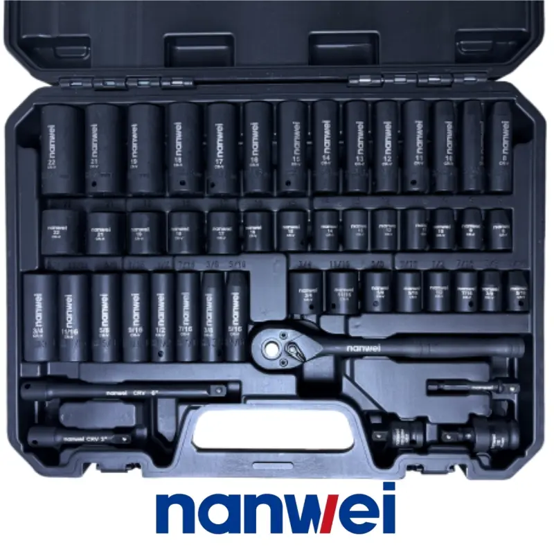 50-Piece 3/8"-Drive 6-Point CR-V Steel Impact Socket Tool Kit Set - Socket Wrenches, Ratchet Wrench, Extension Bar, Adapter, Universal Joint, Automotive Mechanic Tools, Father’s Day Gift  , heavy duty hand tool.