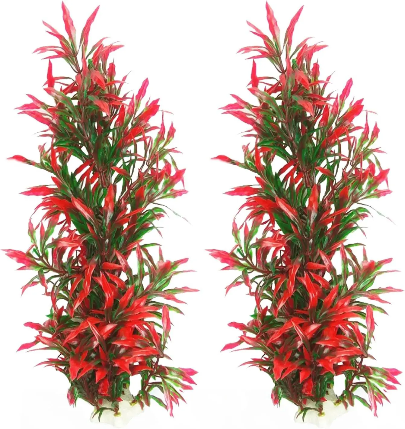 Pack of 2 Large Aquarium Plants Artificial Water Seaweed Kit, About 11.81 Inch for Fish Tank Decor Plastic Plant for Betta Shrimp Red Gladiolus