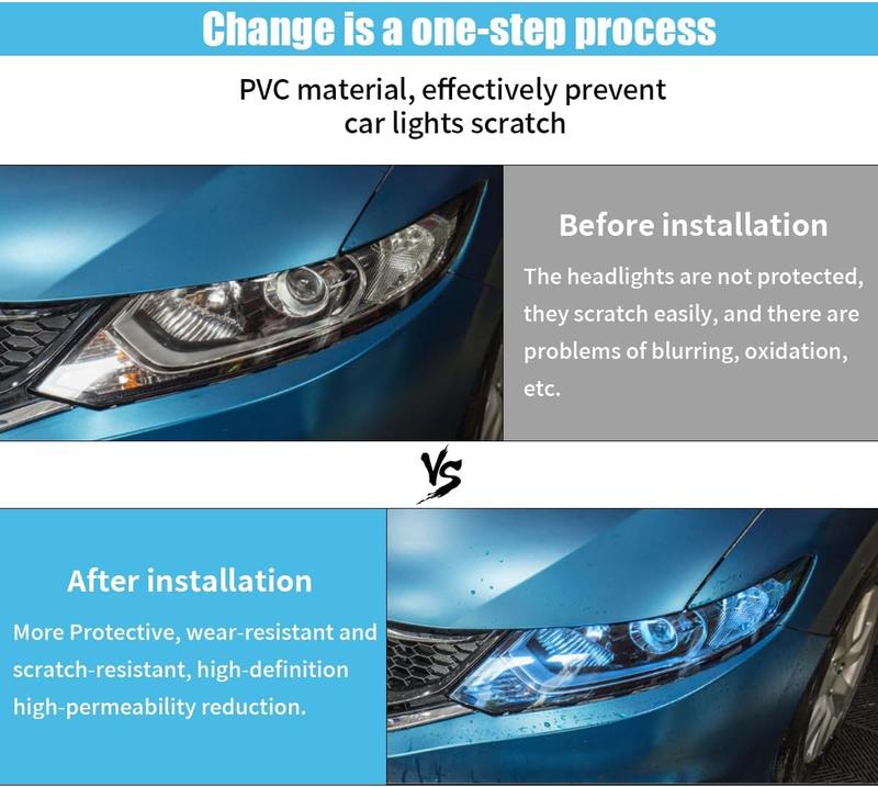 1ft x 5ft Extra-Wide Headlight Taillight Vinyl Tint Wrap Self Adhesive Fog Light Film Sheet Sticker Cover With Tools