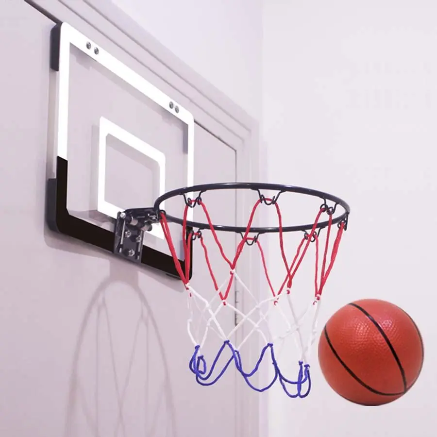 Basketball Frame Set, 1 Count Basketball Hoop with 2 Counts Basketball, Basketball Backboard, Indoor Outdoor Basketball Backboard for Home Gym, Basketball Goal, Basketball Equipment, Home Workout Equipment