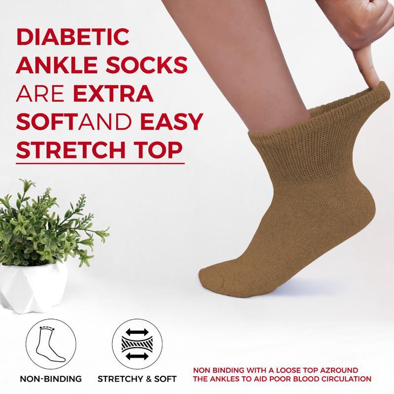 JPHYLL Diabetic Ankle Socks Doctor Approved Cushion Cotton Quarter Socks for Men Women 3 Pack Big Loose Anti-Slip Grip for Sports Enthusiasts