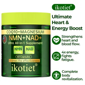 IKOTIET NAD+, NMN & CoQ10 Triple-Action Sugar-Free Supplement - 1000mg per Serving, 60 Capsules (30-Day Supply), Supports Energy Boost, Aging Delay, NAD and DNA Repair, Men's Daily Health & Digestive Enzyme Support