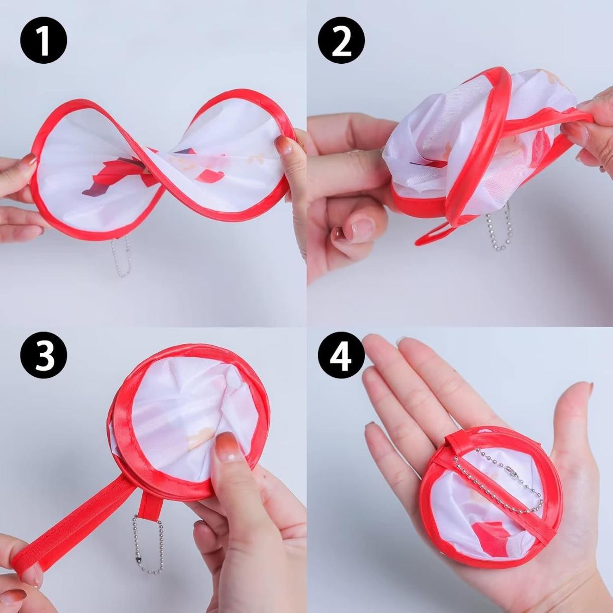 4 PCS 4 Styles Foldable Cooling Fans, Handheld Colorful Floral Round Fans for Travel, Events, Indoor & Outdoor (Nile Blue)