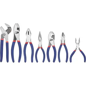 7-Piece Pliers Set with Groove Joint, Long Nose, Slip Joint, Linesman, and Diagonal Pliers for DIY & Home Use