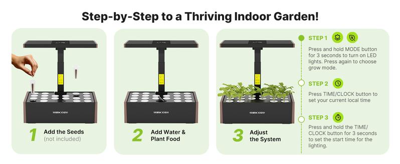 SUNCOZE Hydroponics Growing System Kit 12 Pods/20 Pods, Indoor Herb Garden with Grow Light 20W/24W/30W, 4L/10L Large Water Tank with Adjustable Height, Built-in Pump, Gardening Gifts