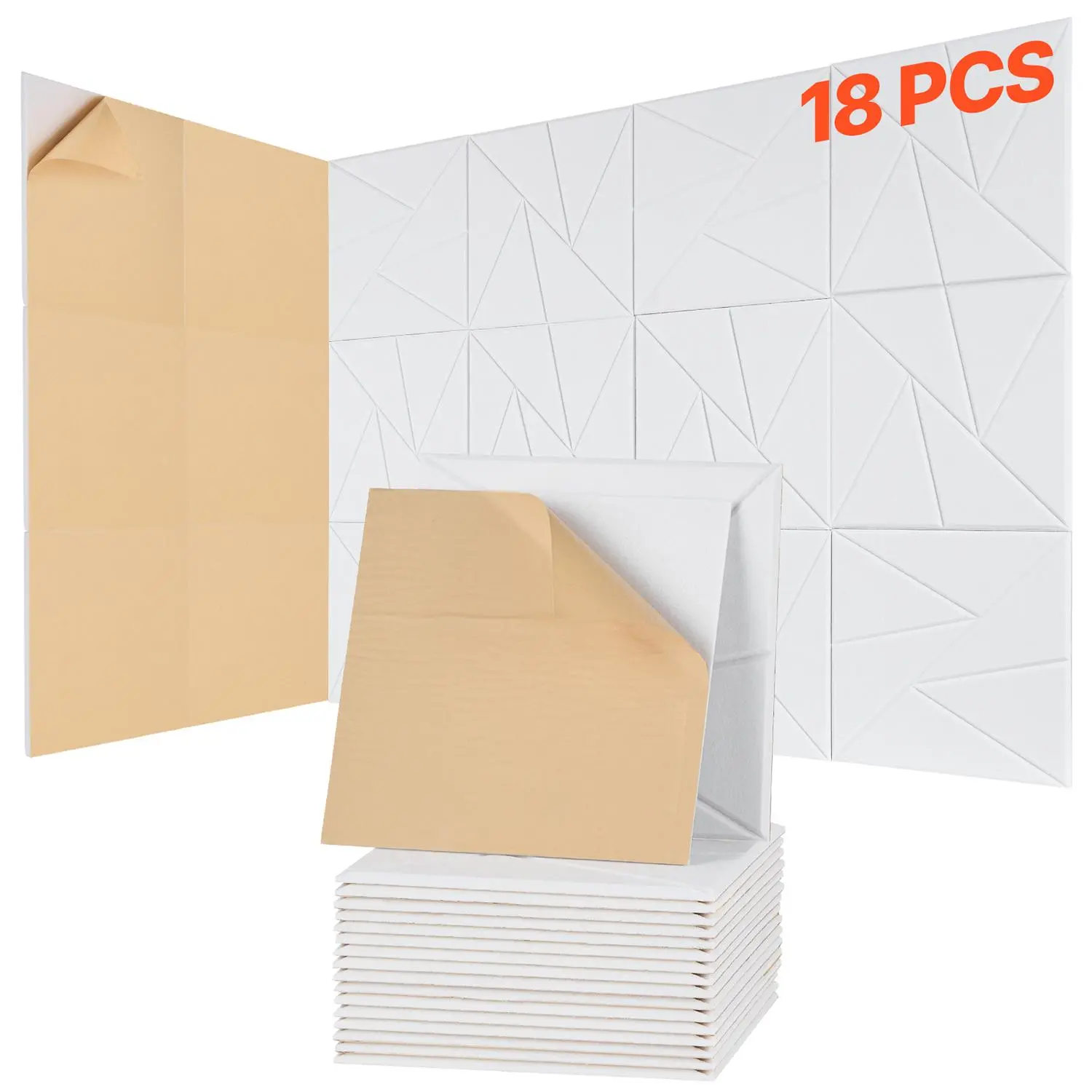 VEVOR 18-Pieces Self-Adhesive Acoustic Panels, 11.8x11.8x0.4 Inch High-Density Beveled Edge Polyester Fiber Panels, Reduce Echoes/Mid-to-High Frequency Noise, NRC Value, for Residential Use#SohoChic