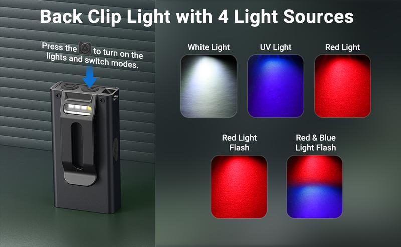 Rechargeable EDC Flashlight with UV, High Lumens Super Bright Mini Flashlight, Portable Flat Pocket Flashlights, Magnetic Keychain Flashlight for Outdoor Home Emergencies