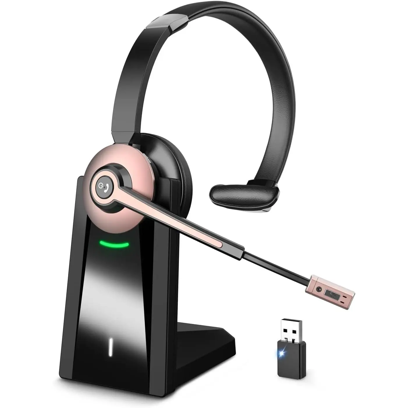 Bluetooth Headset,Trucker Wireless with Mic,Bluetooth Headset with Dual Noise Cancelling Microphone & Mute Button, 55Hrs Working Time PC Headset for Cell Phones, Computer, Truck Driver Audio Headphone