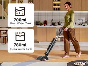 DREAME H15 Pro CarpetFlex Cordless Vacuum Mop, Wet Dry Vacuum Cleaner with Dual Brushes for Hard Floors & Carpet, Tangle-Free Hair-Cutting, 23kPa Suction, 180° Lie-Flat Floor Washer, 194°F Fast Drying