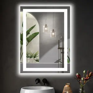 LED Bathroom Vanity Mirror for Wall with Double Front and Back Light, Anti-Fog, Shatter-Proof, Dimmable, Tempered Glass, Memory Function