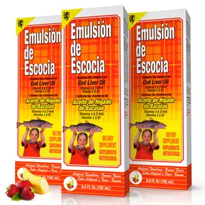 Emulsion de Escocia Cod Liver Oil Emulsion Supplement, Strawberry-Banana Flavor, 15.3 Fl Oz (3 Pack) for US Health & Nutrition Support
