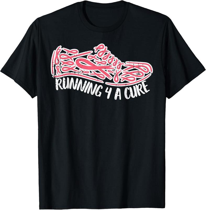 Women's 100% Cotton Breast Cancer Awareness Print T-Shirt - Short Sleeve Round Neck, Sporty Fit, Conveys Awareness Concept, Machine Washable, Casual Top, Sizes 2XL-3XL & More