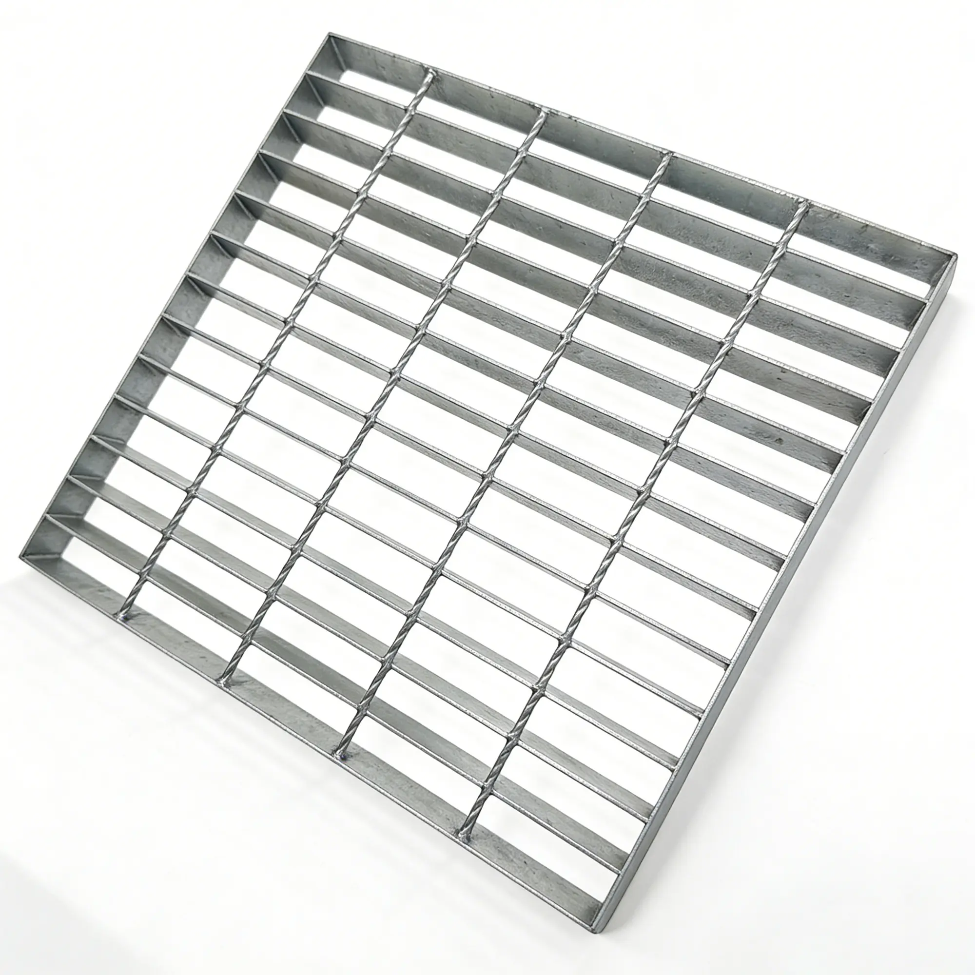 11.8in*11.8in Galvanized Steel Drain Grate, B125 Class Sewer Grate, Weather-Resistant Outdoor Drain Cover, Heavy Duty Channel Grate, Silver Square Drainage Grate (19.7inX19.7inX1.96in)
