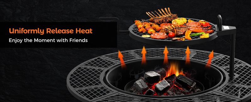 BALI OUTDOORS 17" Charcoal Pan for 40'' Ring Fire Pit BBQ Grill Charcoal Tray Round Cast Iron Heavy Duty Black TikTokShopBlackFriday