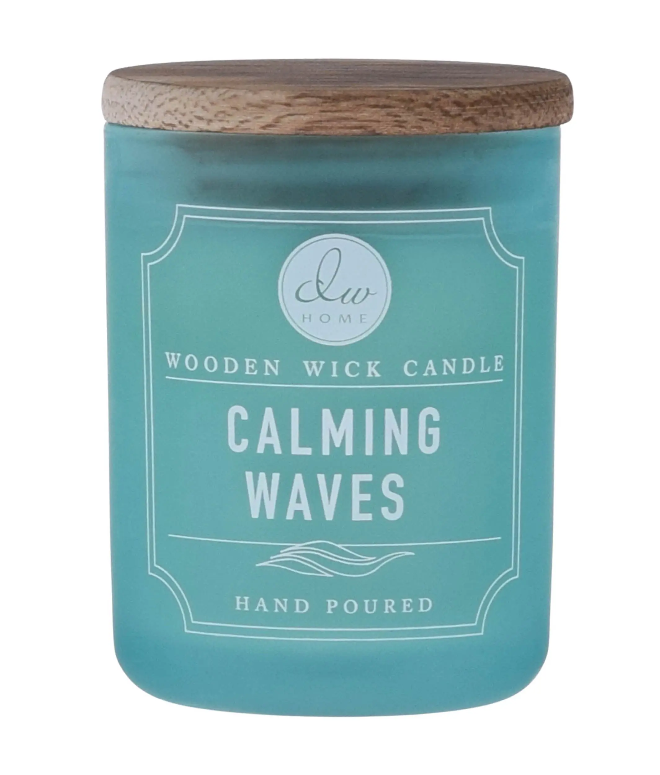 DW Home Calming Waves Scented Candle - Mini Hand-Poured Wooden Wick Candle with Red Currant Fruit, Creamy Coconut Milk, Amber, Vanilla, 12h Cozy Burn, Home Fragrance Aroma Gift