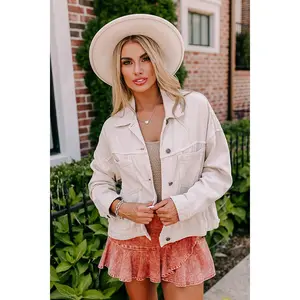 Classic Charm Denim Jacket in Cream