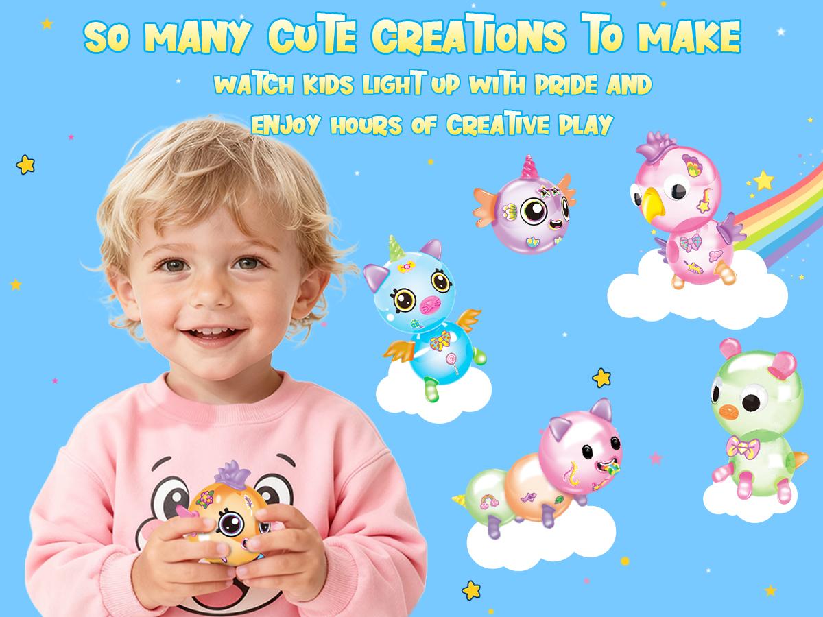 Kiditos Balloon Animals Kit with Pump, Balloon Making Kit for Kids with Stickers & Accessories, DIY Creative Toy Birthday Gift for Boys & Girls Ages 3+