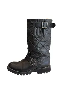 CHANEL INTERLOCKING CC LOGO MOTO BOOTS SIZE 38